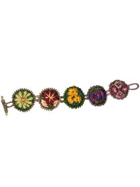 Embroidered floral beaded bracelet, Fair trade artisan handmade- Gorgeous!